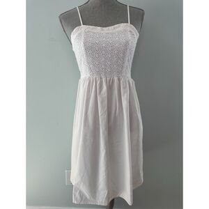 Vintage Y2k Cherokee White Smocked Eyelet Summer Sun Dress size Juniors XL 14/16